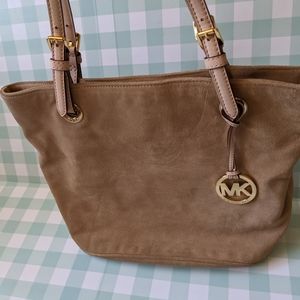 Brand new Michael Kors beige suede shoulder tote